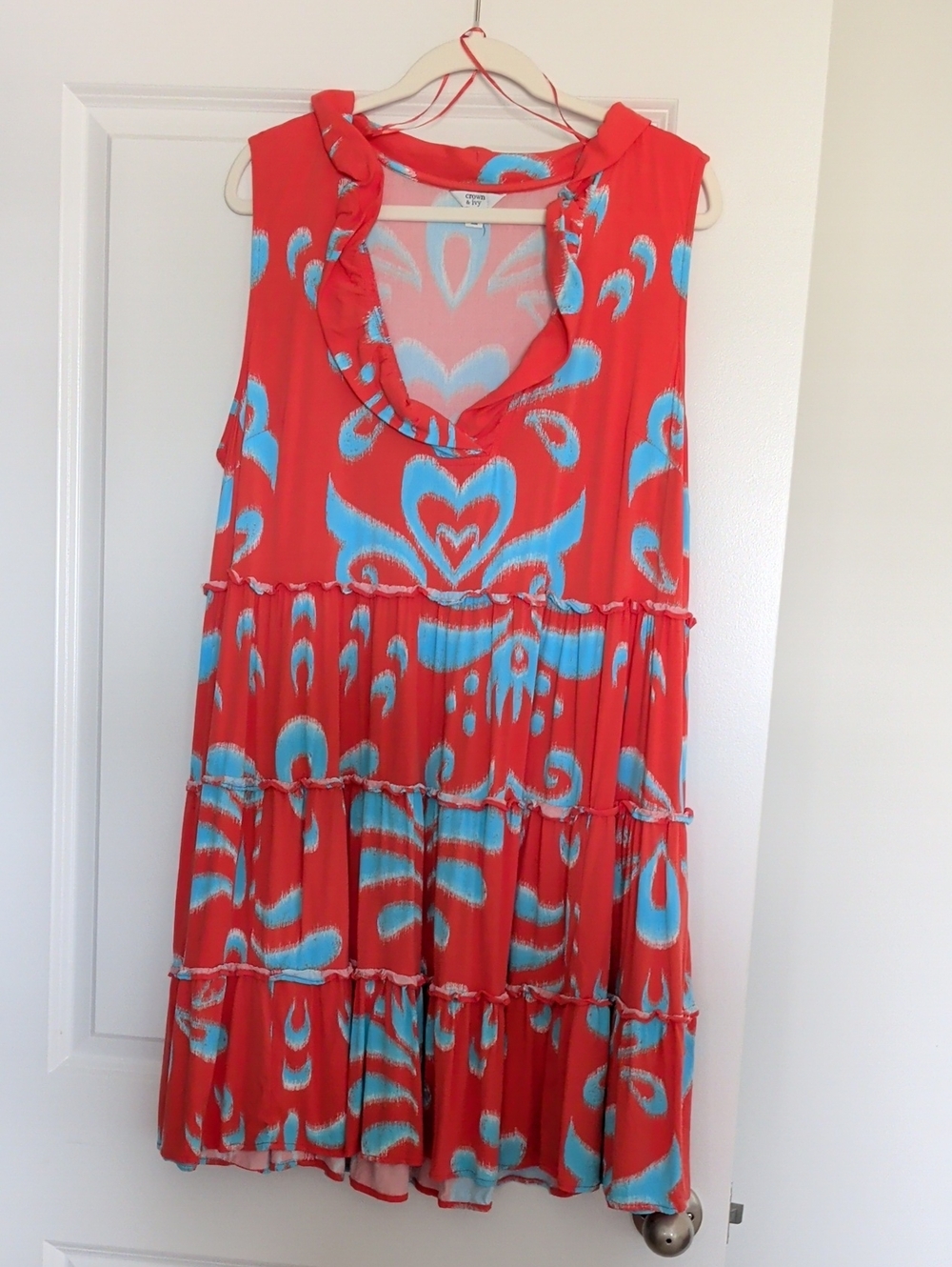 Crown & Ivy Orange And Blue Print Dress